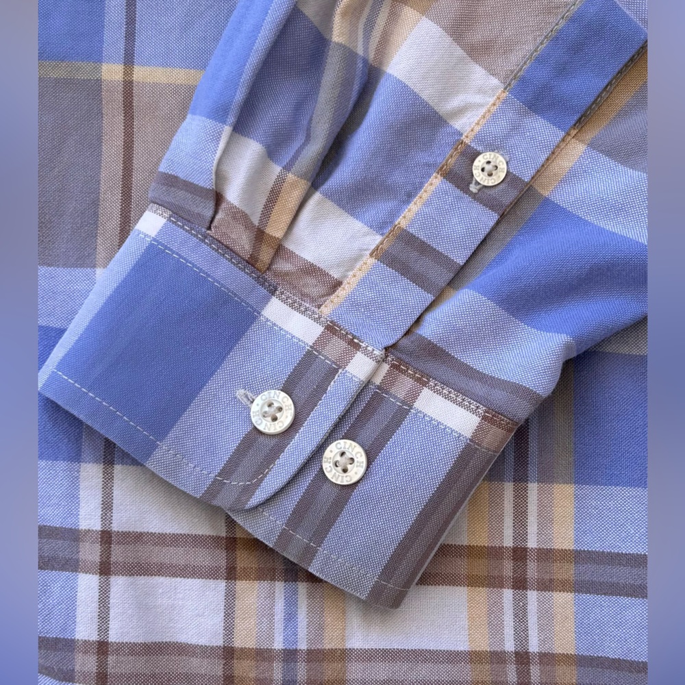 Cinch Men’s Button Down Shirt Brown/Blue Plaid Long Sleeve Size Large - Picture 3 of 9